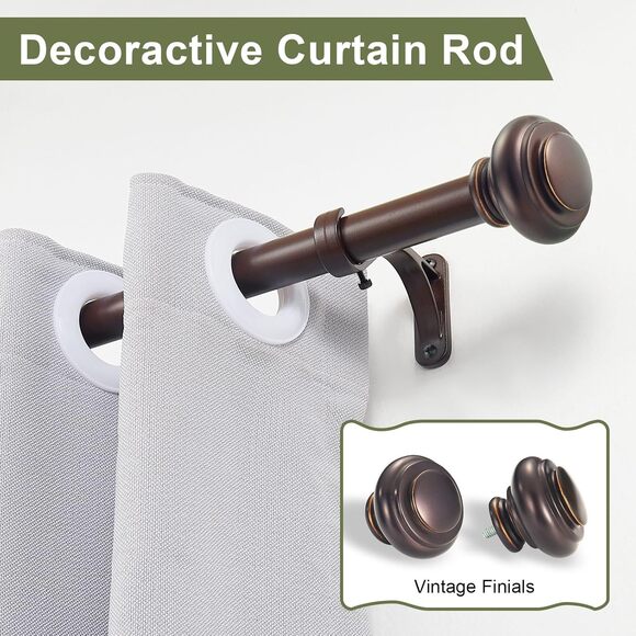 Vimayta Adjustable Curtain Rod 36-72" Matte Brown, 1" Heavy Duty Window Rod - Picture 3 of 6